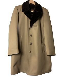 1970s Botany 500 Men’s Faux Fur Lined Overcoat Sz 33